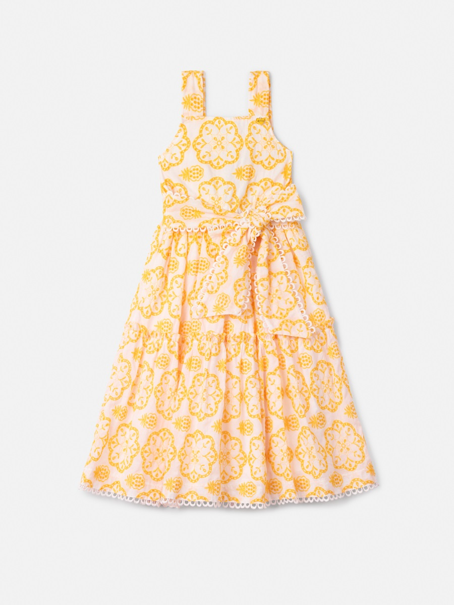 Vestido Infantil Animê Verão Amarelo Laise