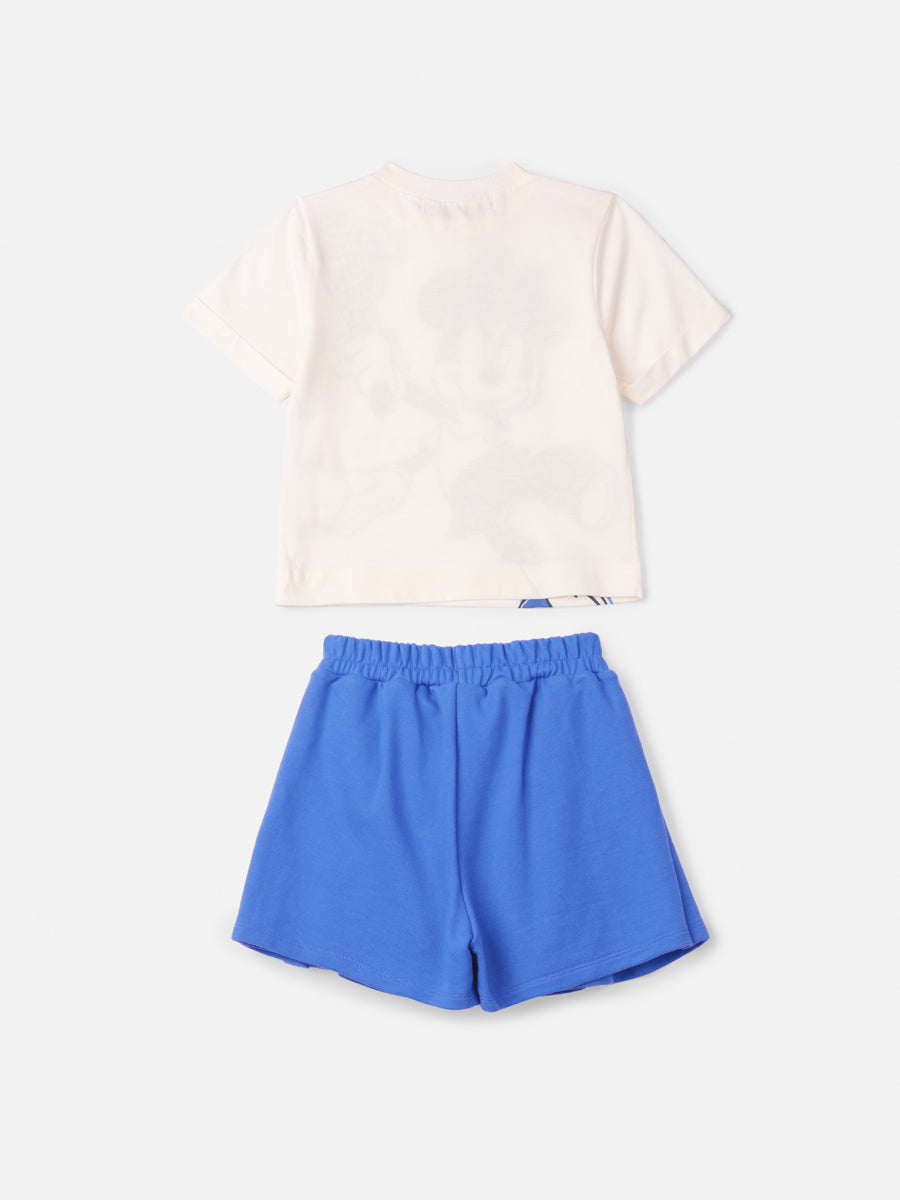 Conjunto Infantil Anime Verão Shorts Saia Azul e Blusa Minnie Disney