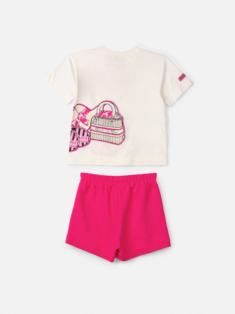 Conjunto Infantil Animê Verão Shorts Rosa e Blusa Minnie Disney