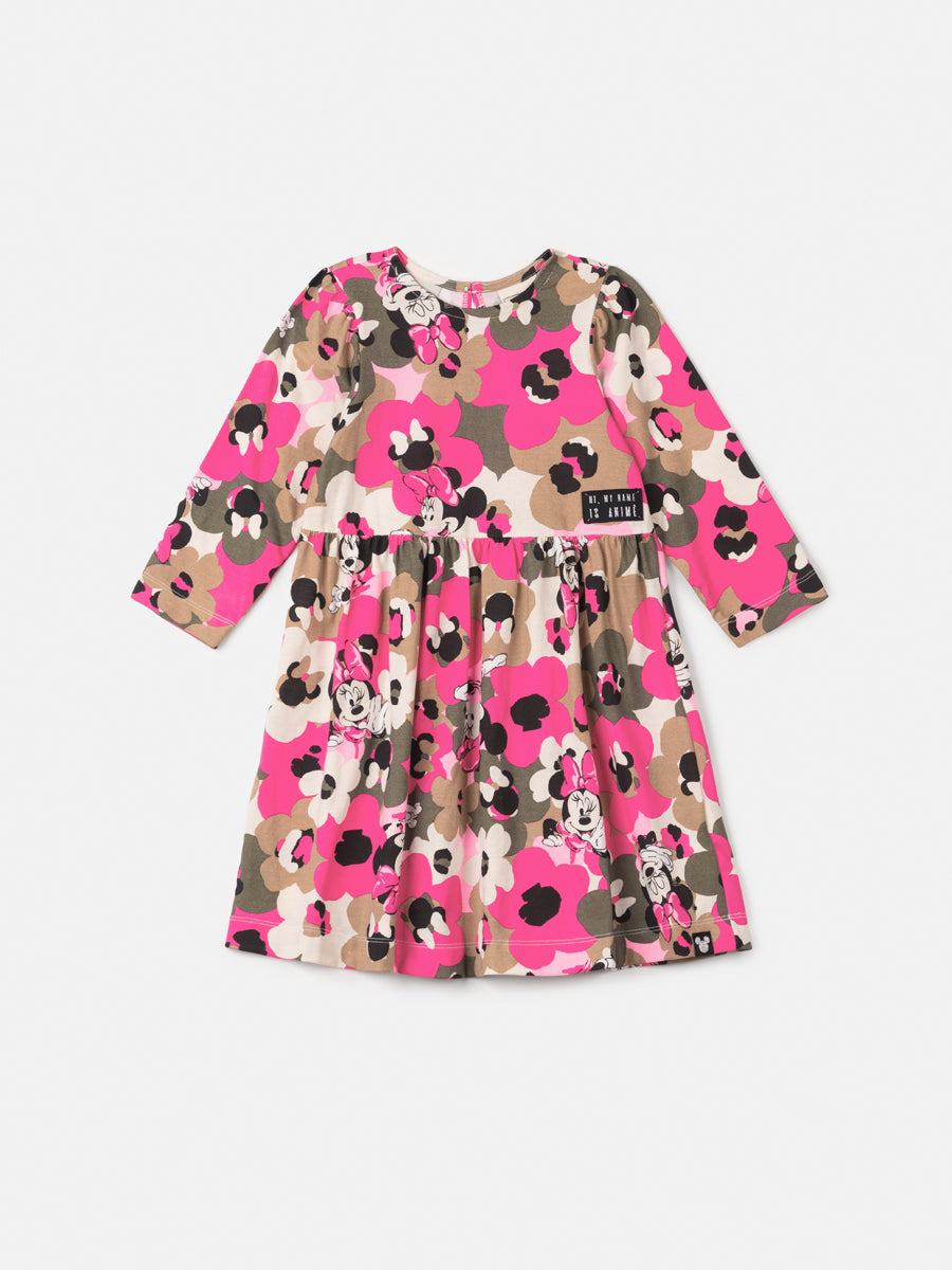Vestido Infantil Animê Inverno Manga Longa Minnie Disney