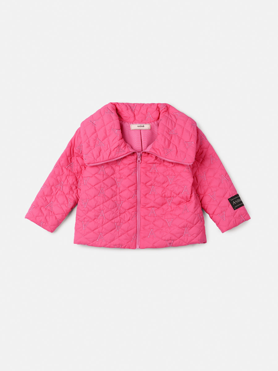 Jaqueta Infantil Animê Inverno Rosa Puffer