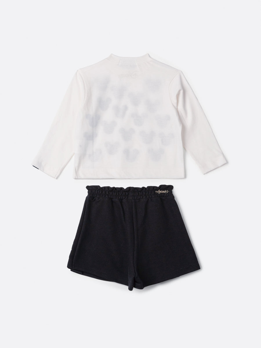 Conjunto Infantil Animê Inverno Shorts e Blusa Manga Longa Mickey Disney
