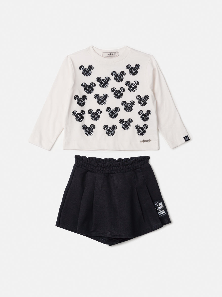 Conjunto Infantil Animê Inverno Shorts e Blusa Manga Longa Mickey Disney