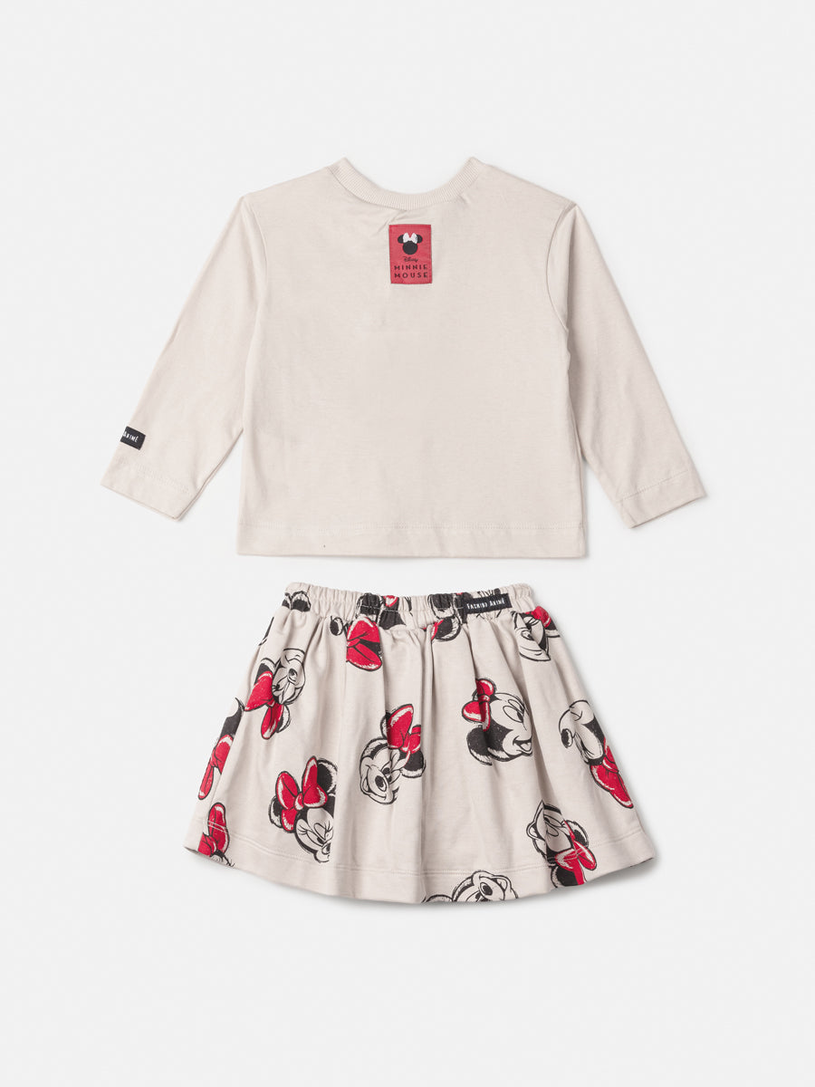 Conjunto Infantil Animê Inverno Saia e Blusa Minnie Disney