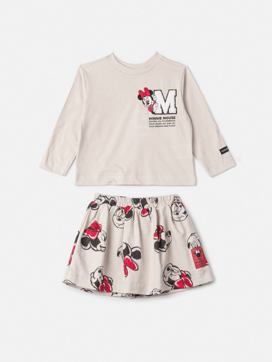 Conjunto Infantil Animê Inverno Saia e Blusa Minnie Disney