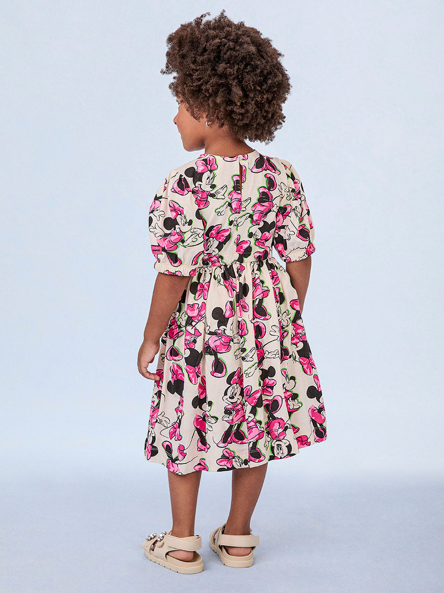 Vestido Infantil Animê Verão Minnie Rosa Disney