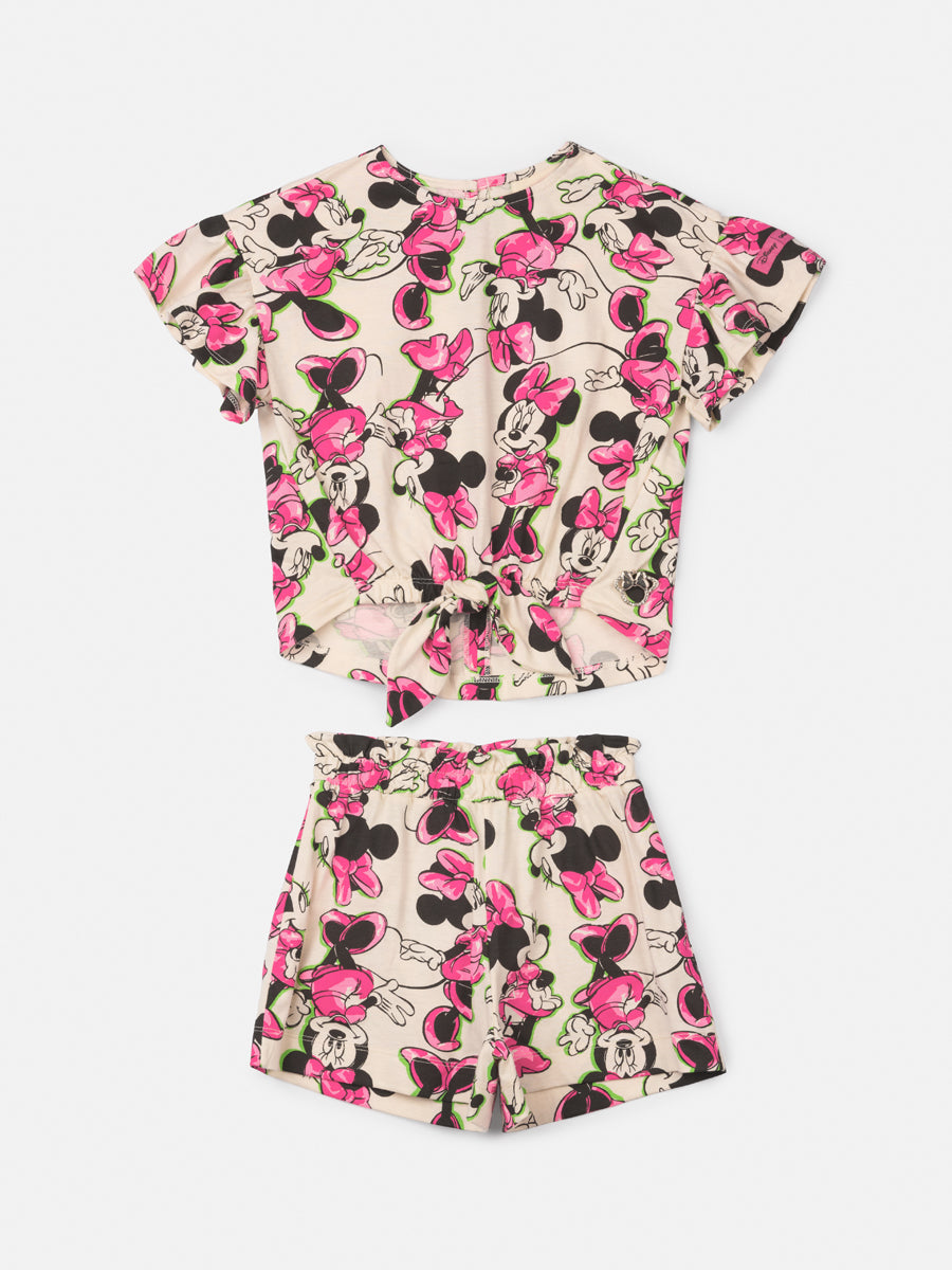 Conjunto Infantil Animê Verão Shorts e Blusa Minnie Rosa Disney