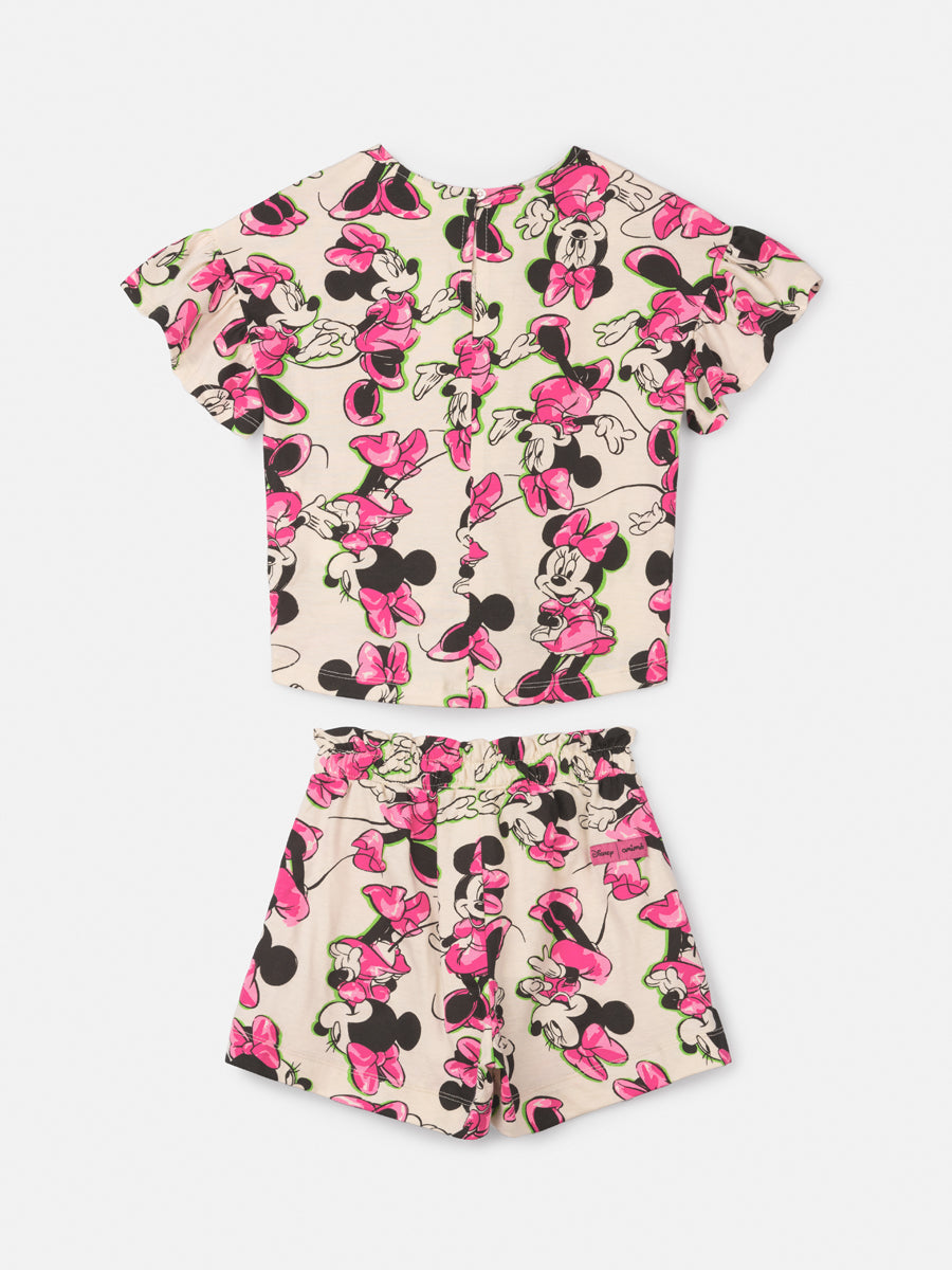 Conjunto Infantil Animê Verão Shorts e Blusa Minnie Rosa Disney
