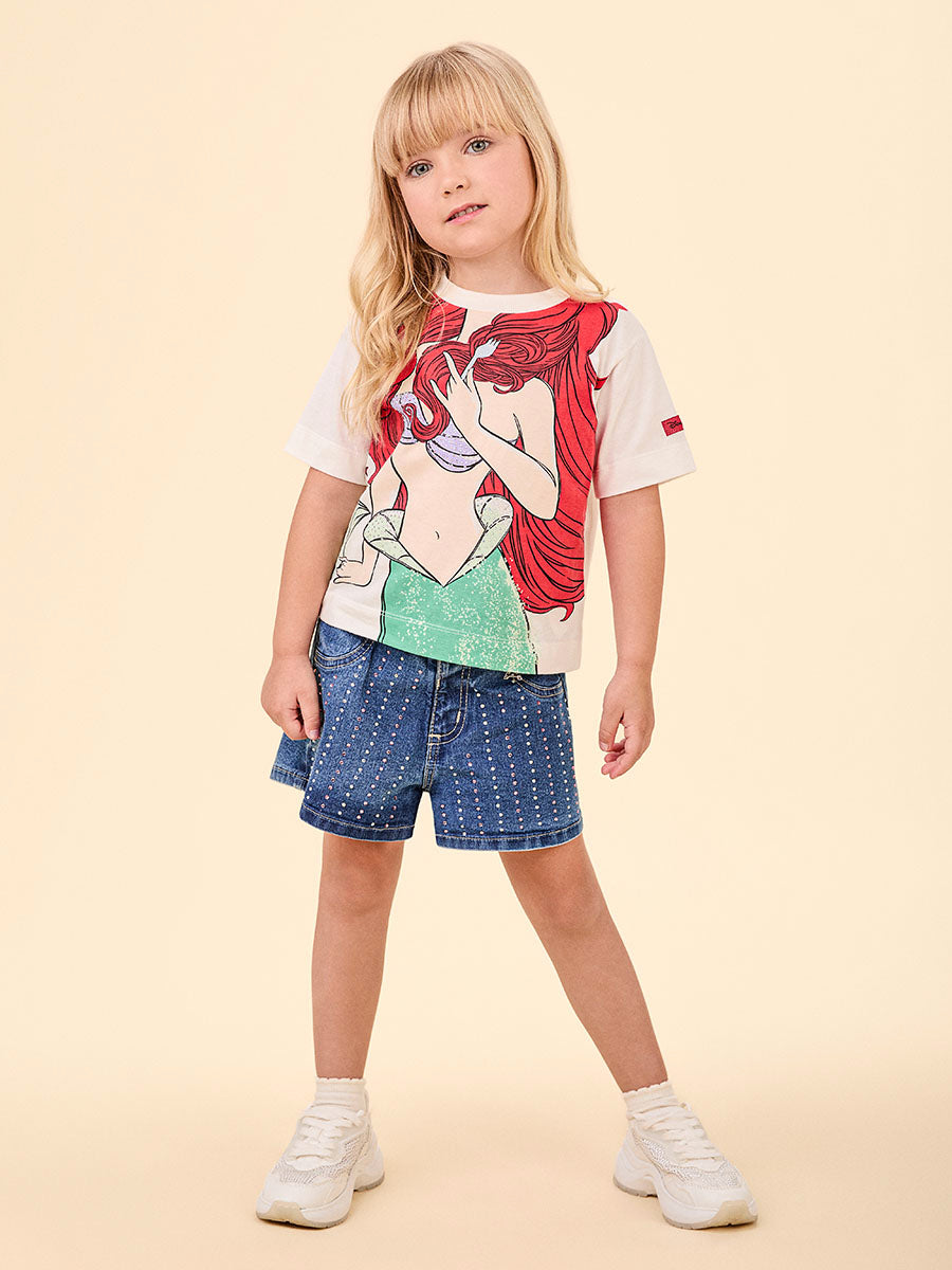 Blusa Infantil Animê Verão Princesa Ariel Disney