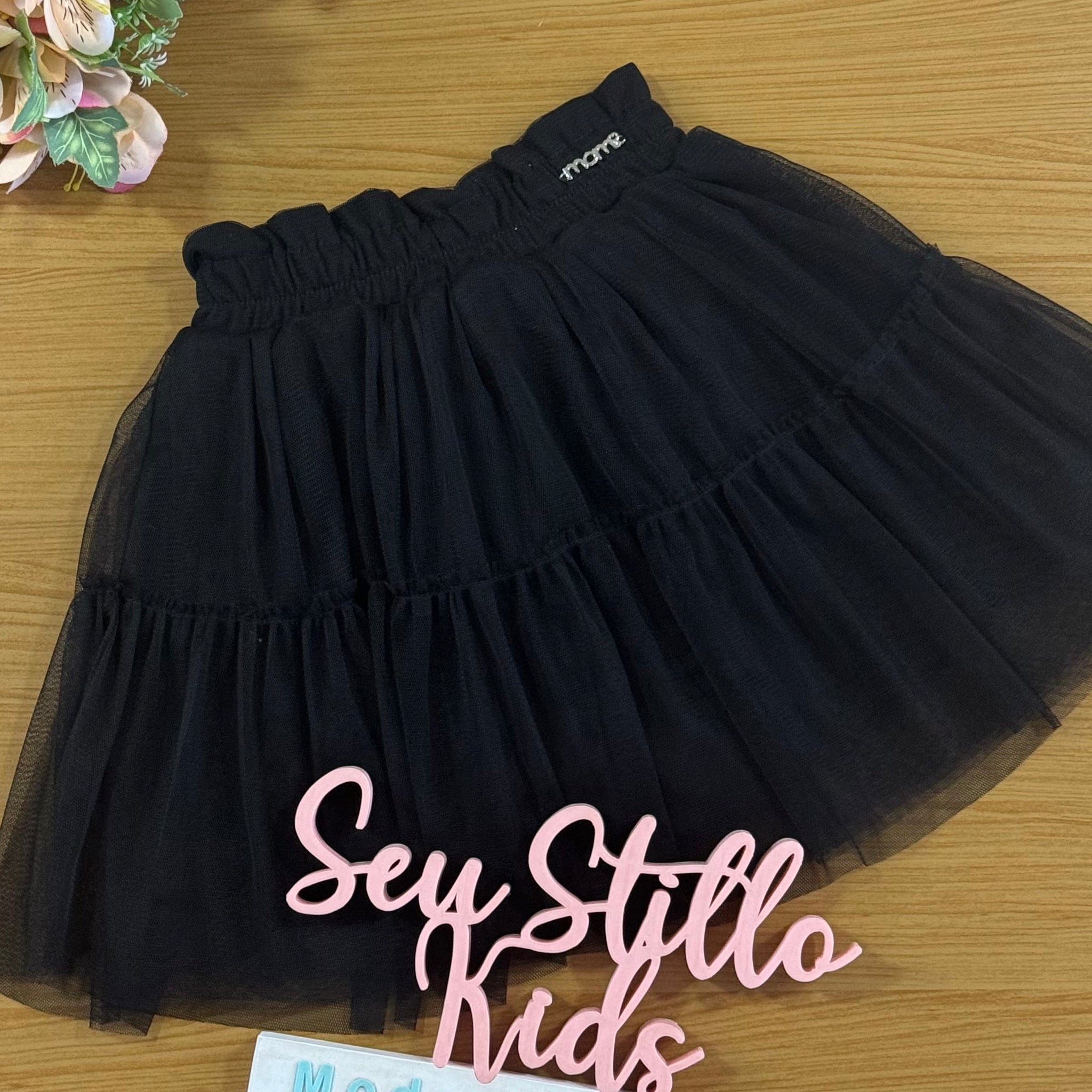 Saia Infantil Momi Inverno Preto Tule