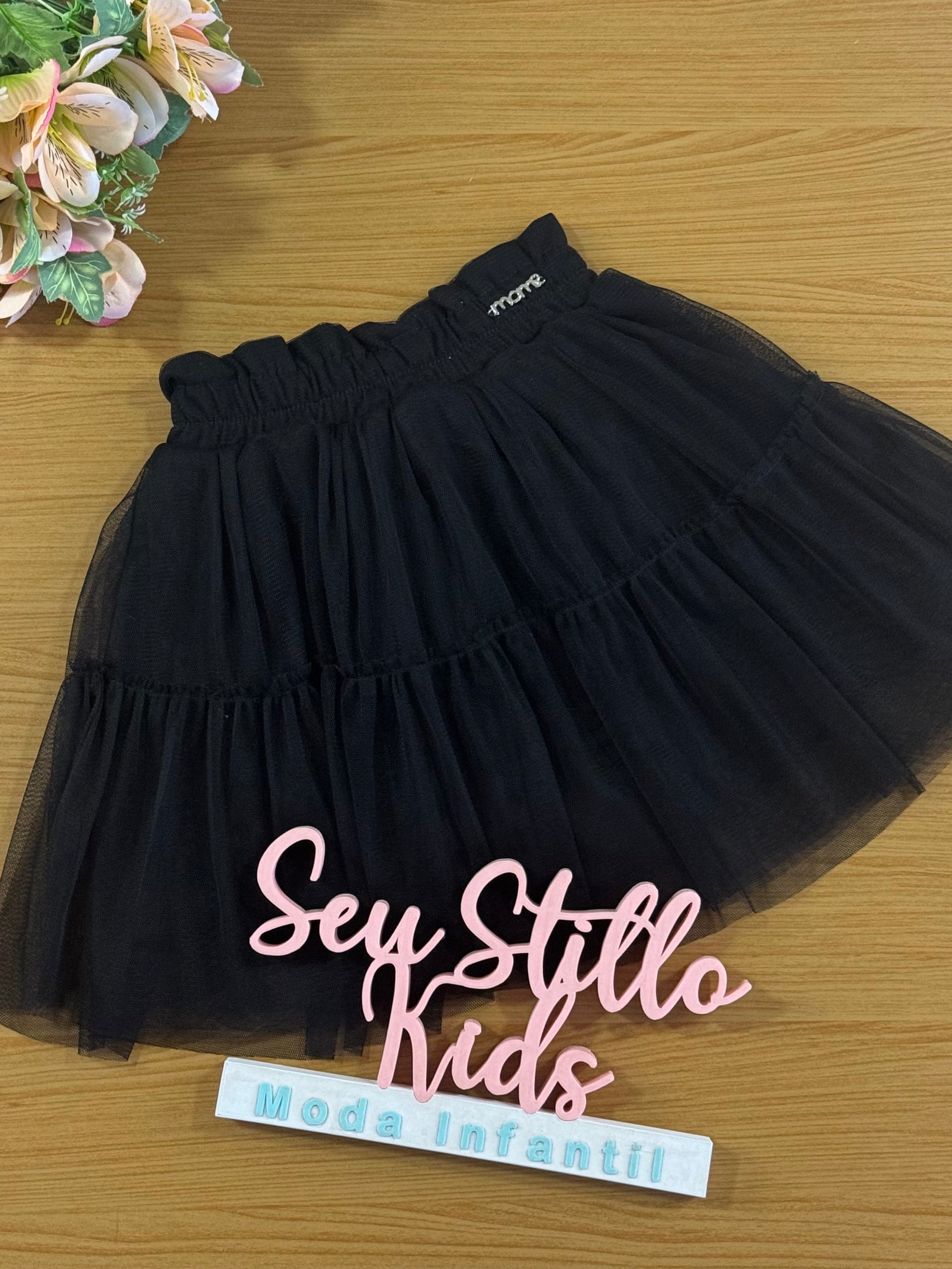 Saia Infantil Momi Inverno Preto Tule