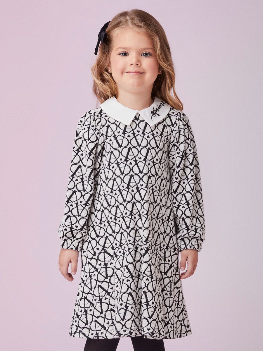 Vestido Infantil Animê Inverno Manga Longa Preto e Branco