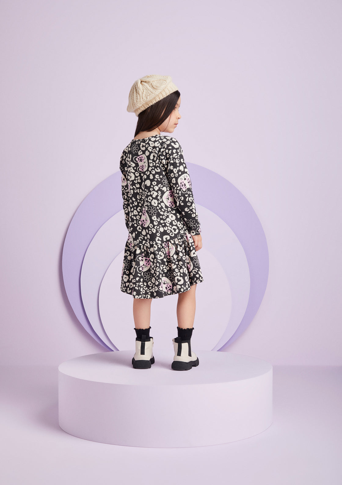 Vestido Infantil Momi Inverno Tigre Preto