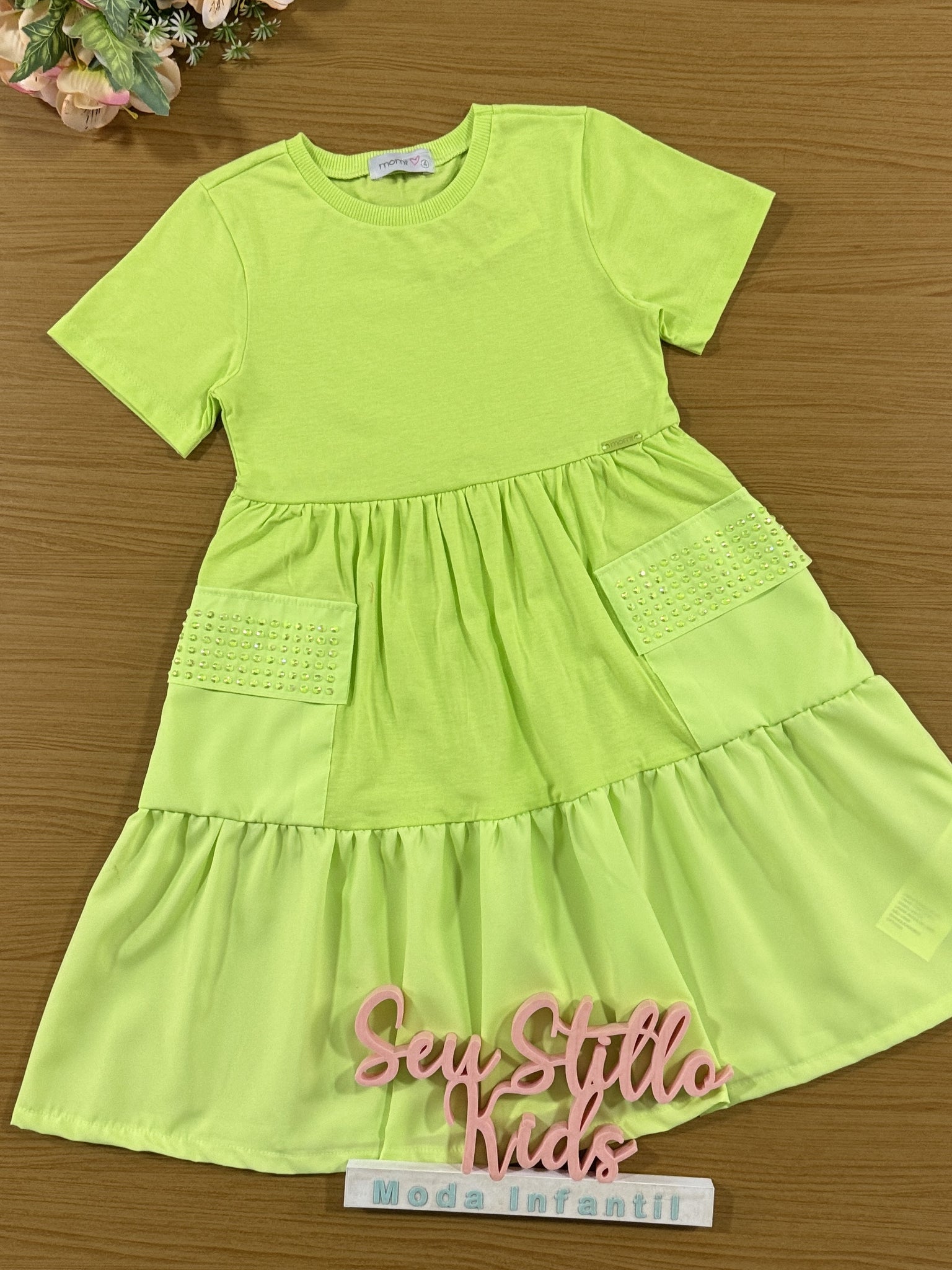 Vestido Infantil Momi Verão Verde Soft