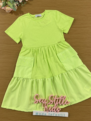 Vestido Infantil Momi Verão Verde Soft