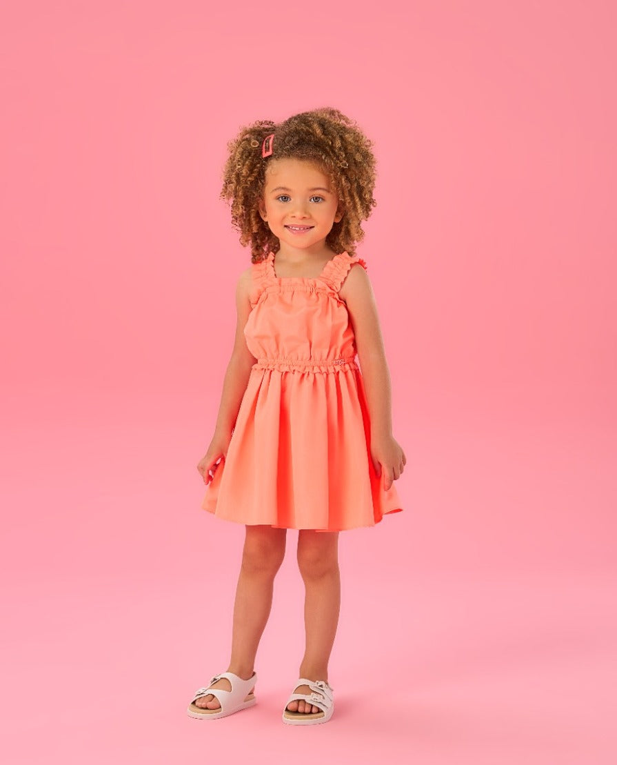 Vestido Infantil Mon Sucre Verão Laranja Neon