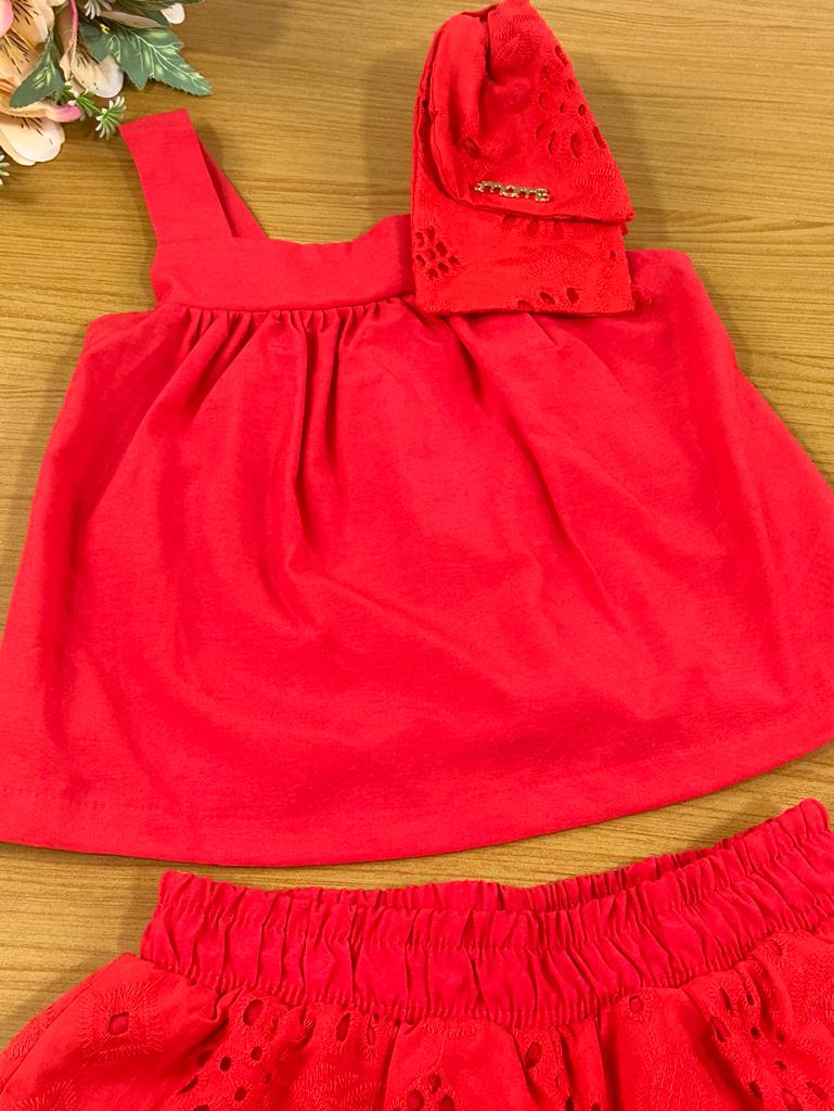 Conjunto Infantil Momi Verão Com Shorts e Blusa Vermelha