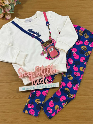 Conjunto Infantil Momi Inverno Calça Cerejinha e Moletom Sem Flanela Bolsinha