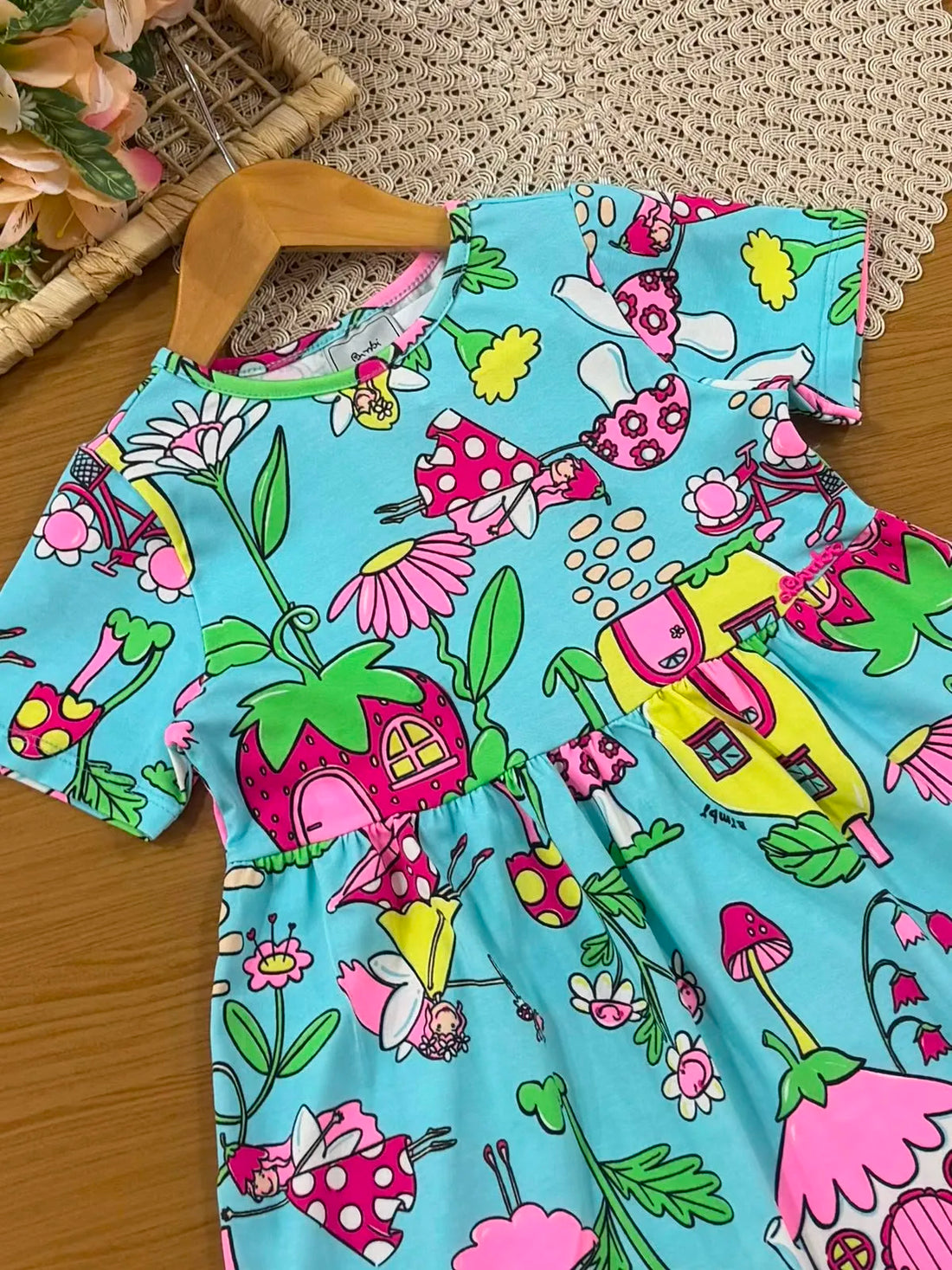 Vestido Infantil Bimbi Azul Jardim das Fadas