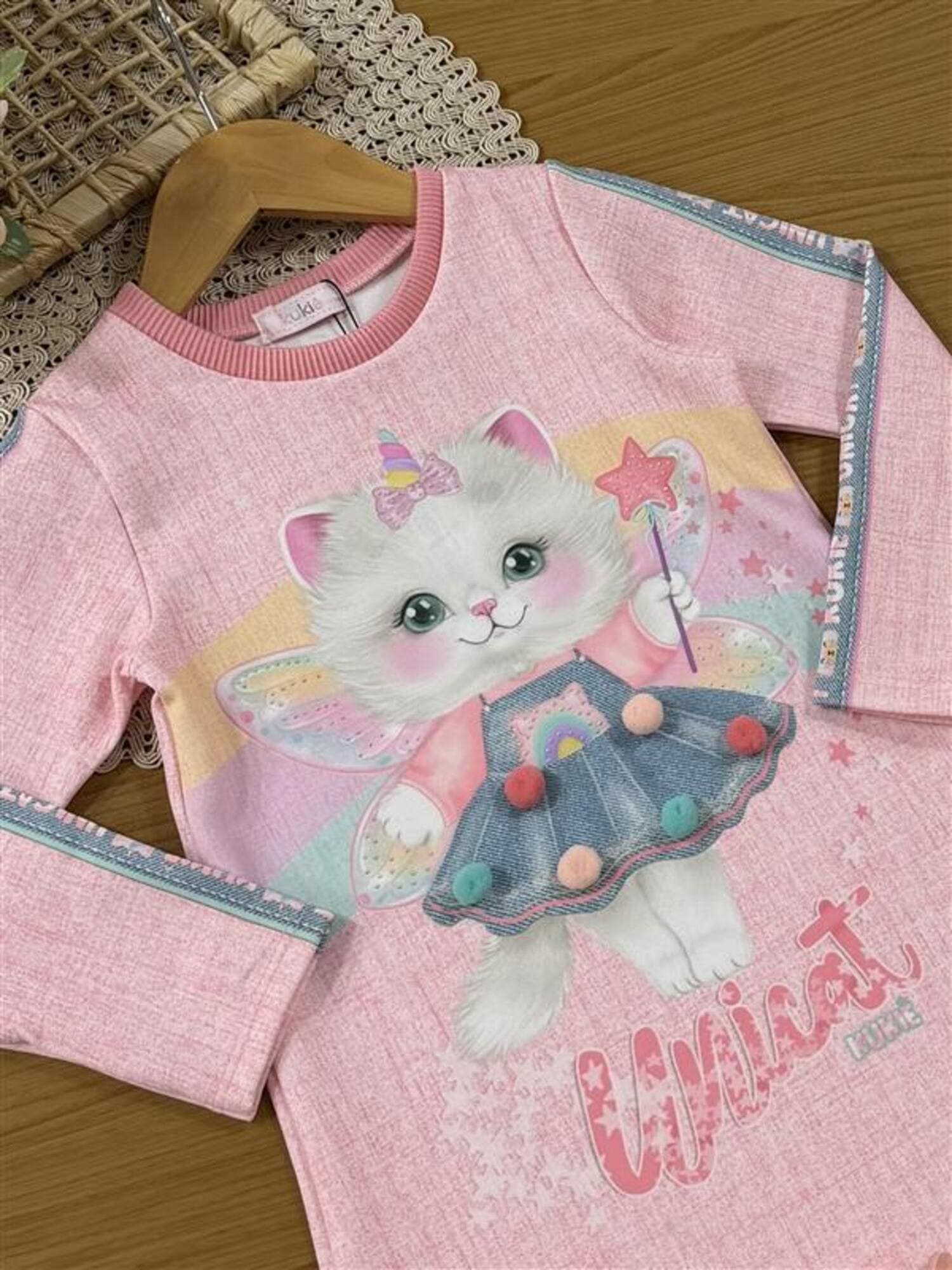 Vestido Infantil Kukiê Inverno Rosa Gatinha Fadinha