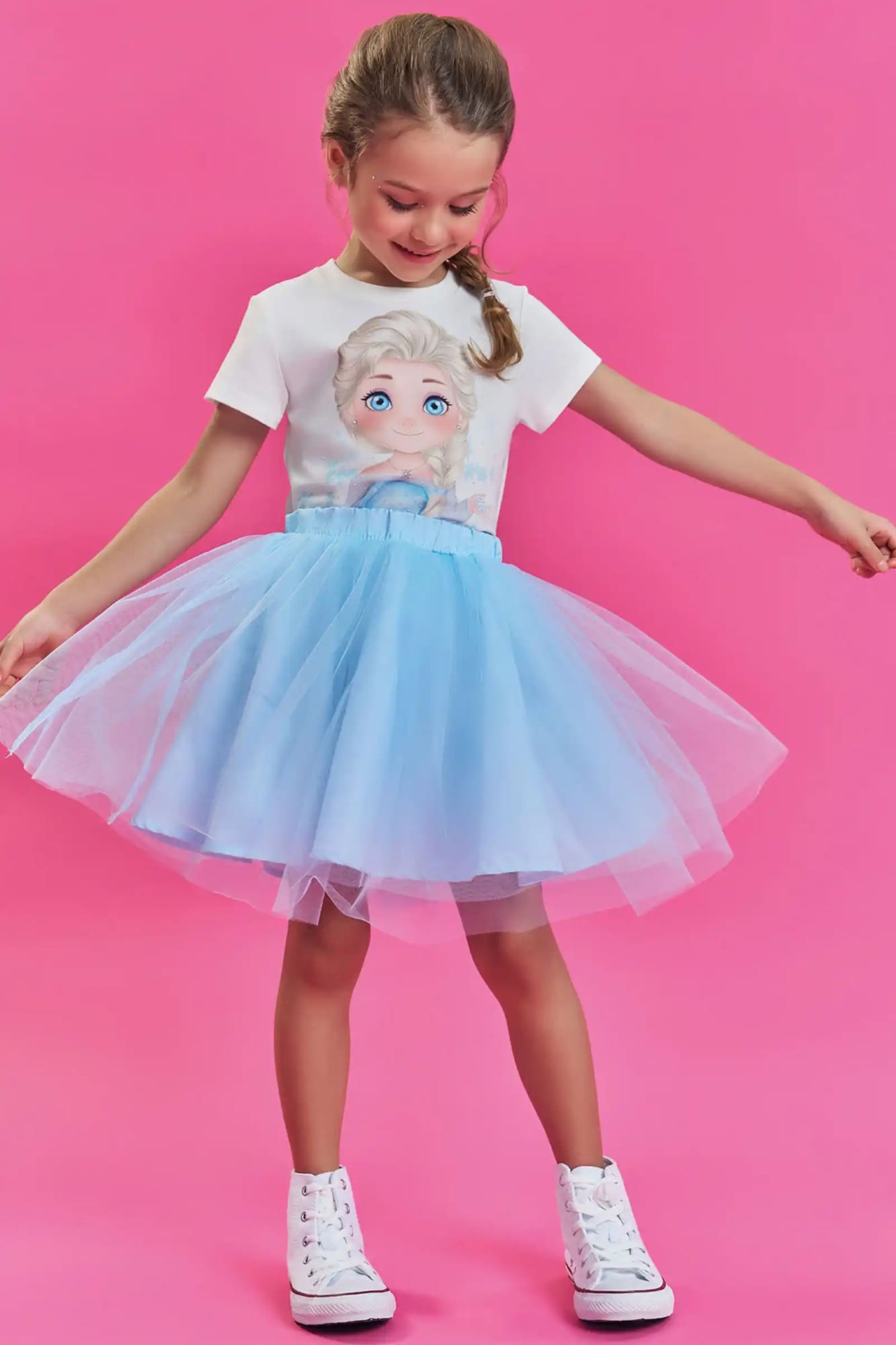 Blusa Infantil Kukiê Verão Branca Princesa Elsa Frozen