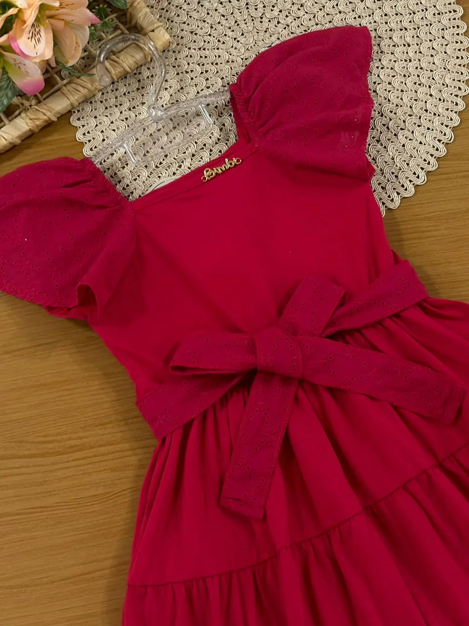 Vestido Infantil Bimbi Vermelho Lacinho