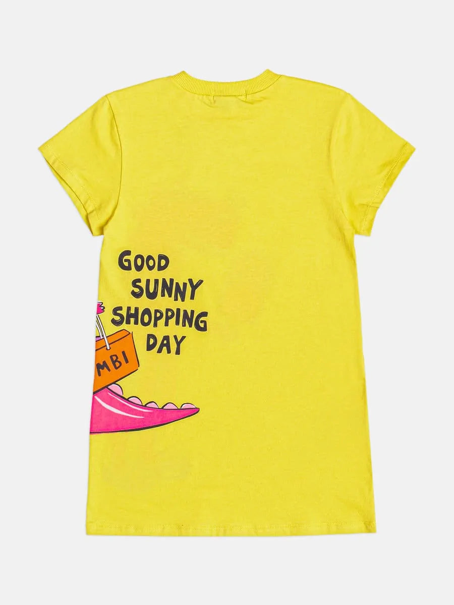 Vestido Infantil Bimbi Amarelo Dinossaurinha