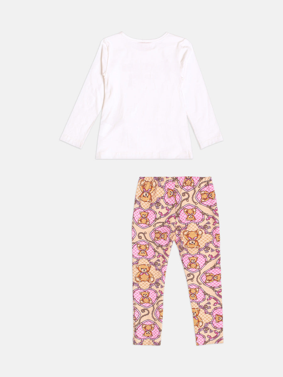 Conjunto Infantil Momi Inverno com Calça Legging e Blusa Branca Besties For Life