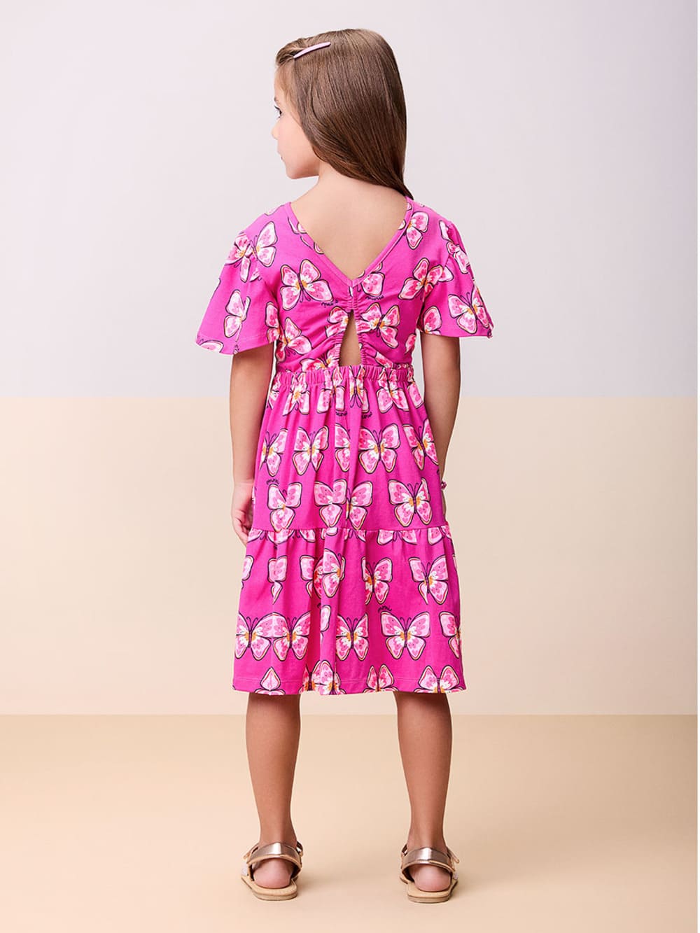 Vestido Infantil Momi Verão Pink Borboleta
