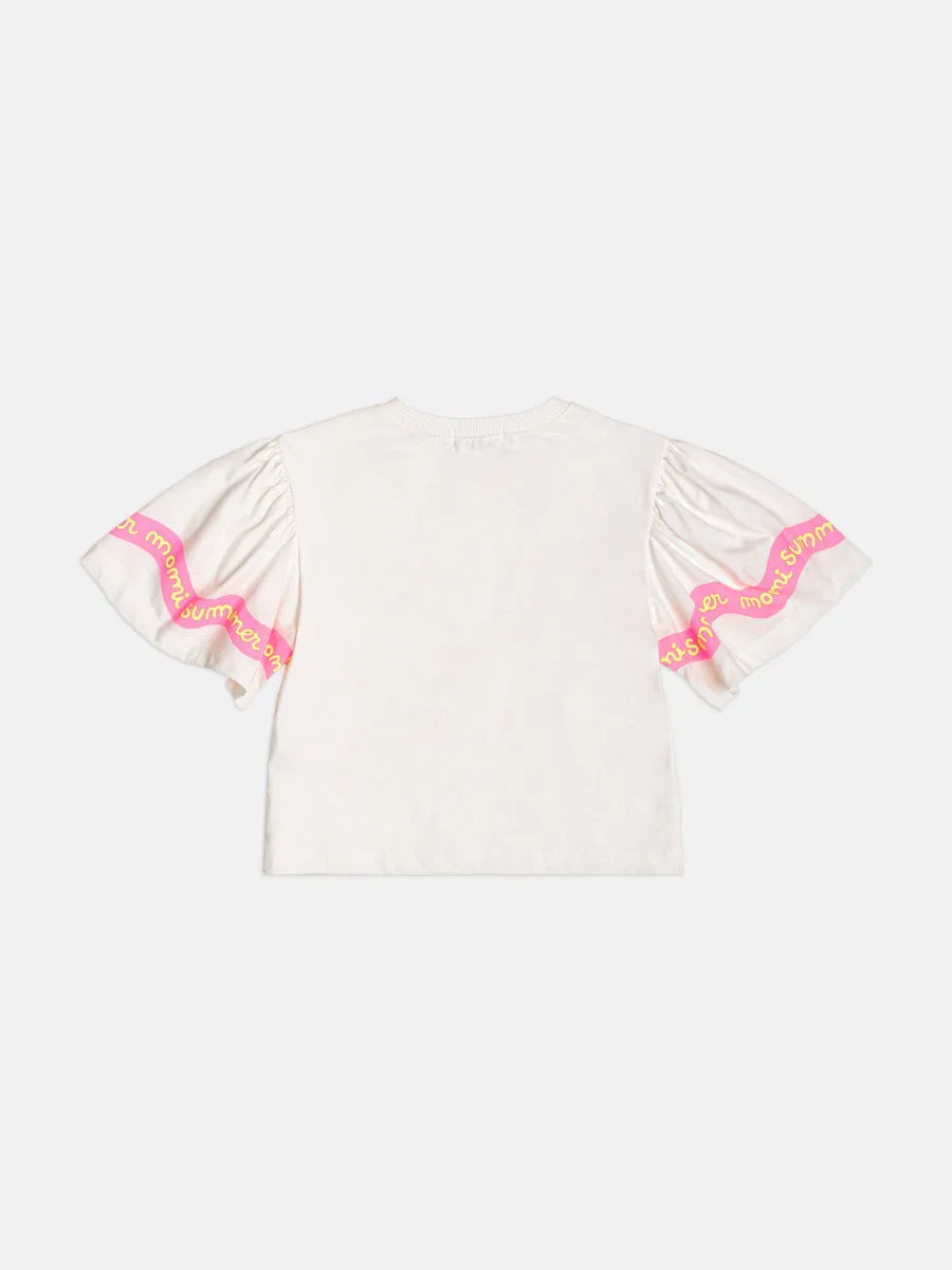 Blusa Infantil Menina Momi Branca Ondas Neon