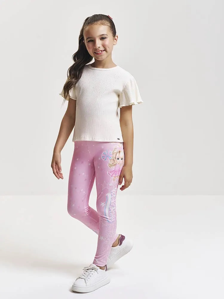 Calça Legging Infantil Cinti Rosa Líder de Torcida