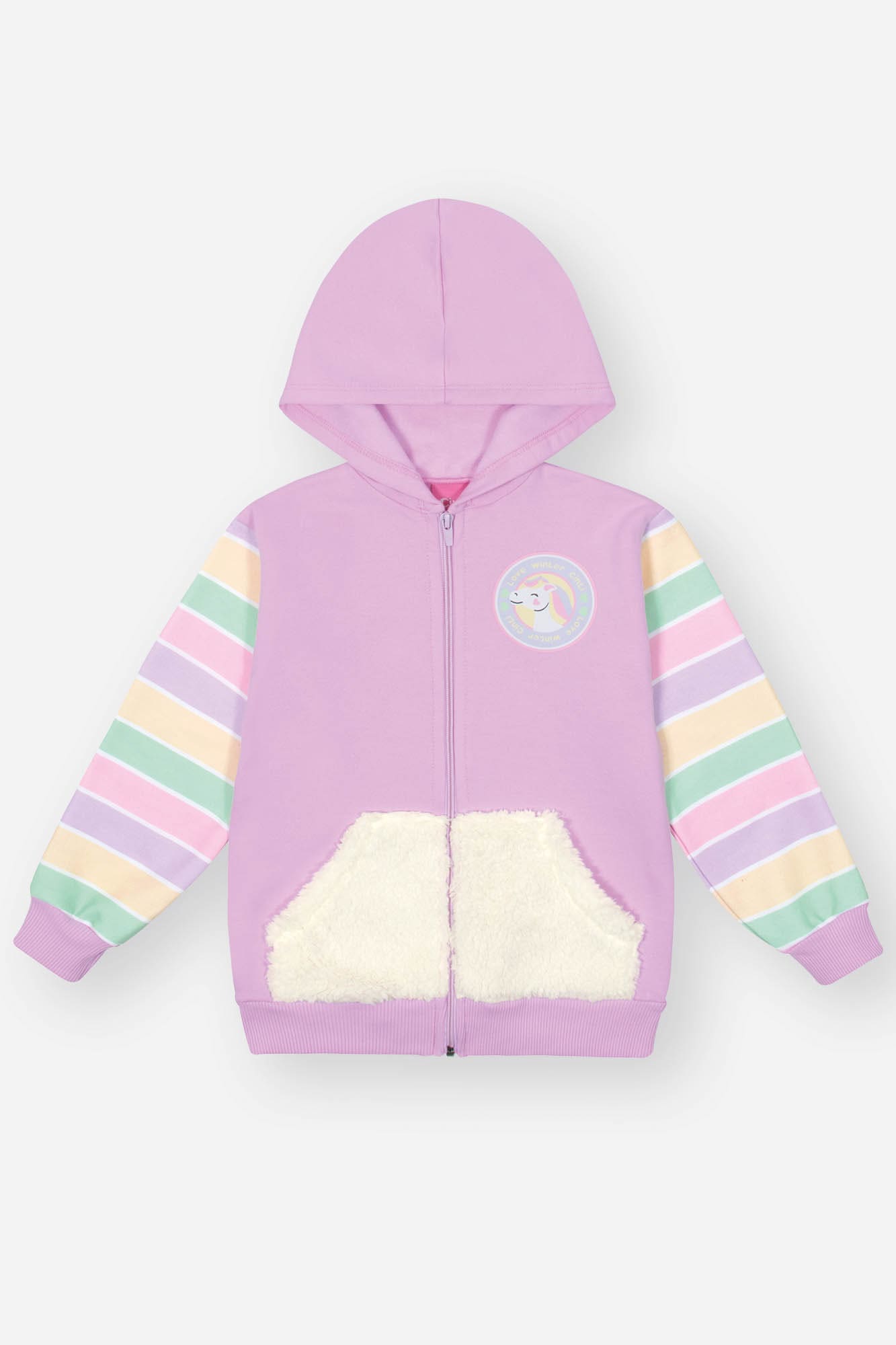 Conjunto Infantil Cinti Inverno Calça e Moletom Flanelado Lilás Unicórnio
