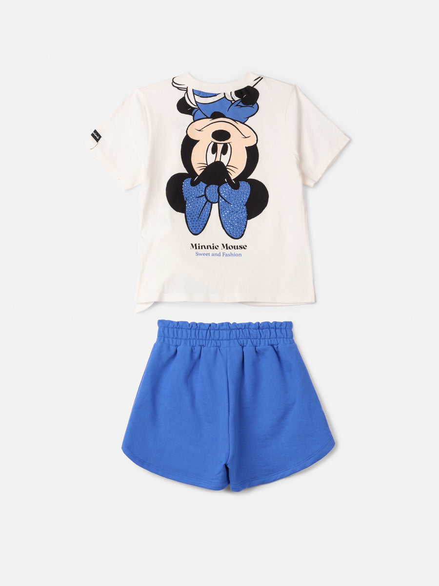 Conjunto Infantil Animê Verão Shorts Azul e Blusa Minnie Disney