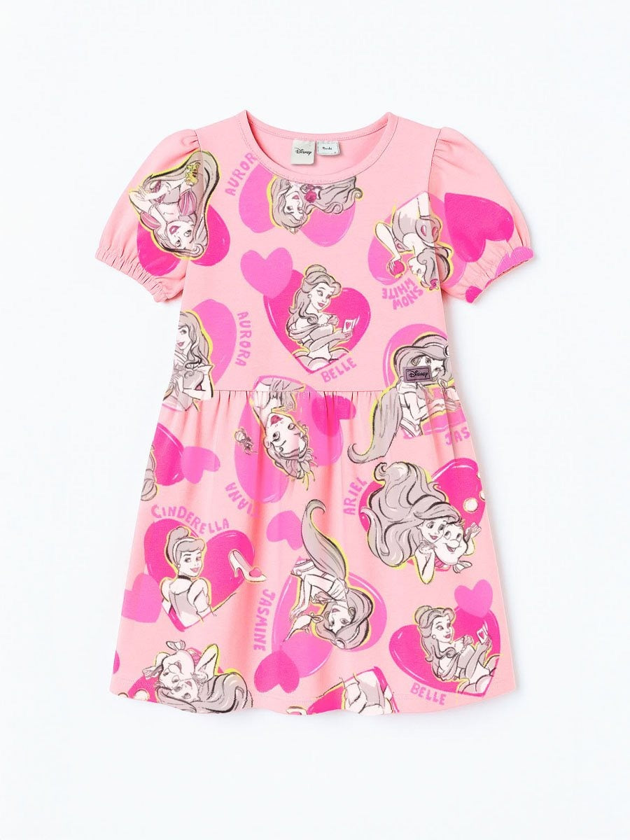Vestido Infantil Bimbi Verão Rosa Ariel Disney