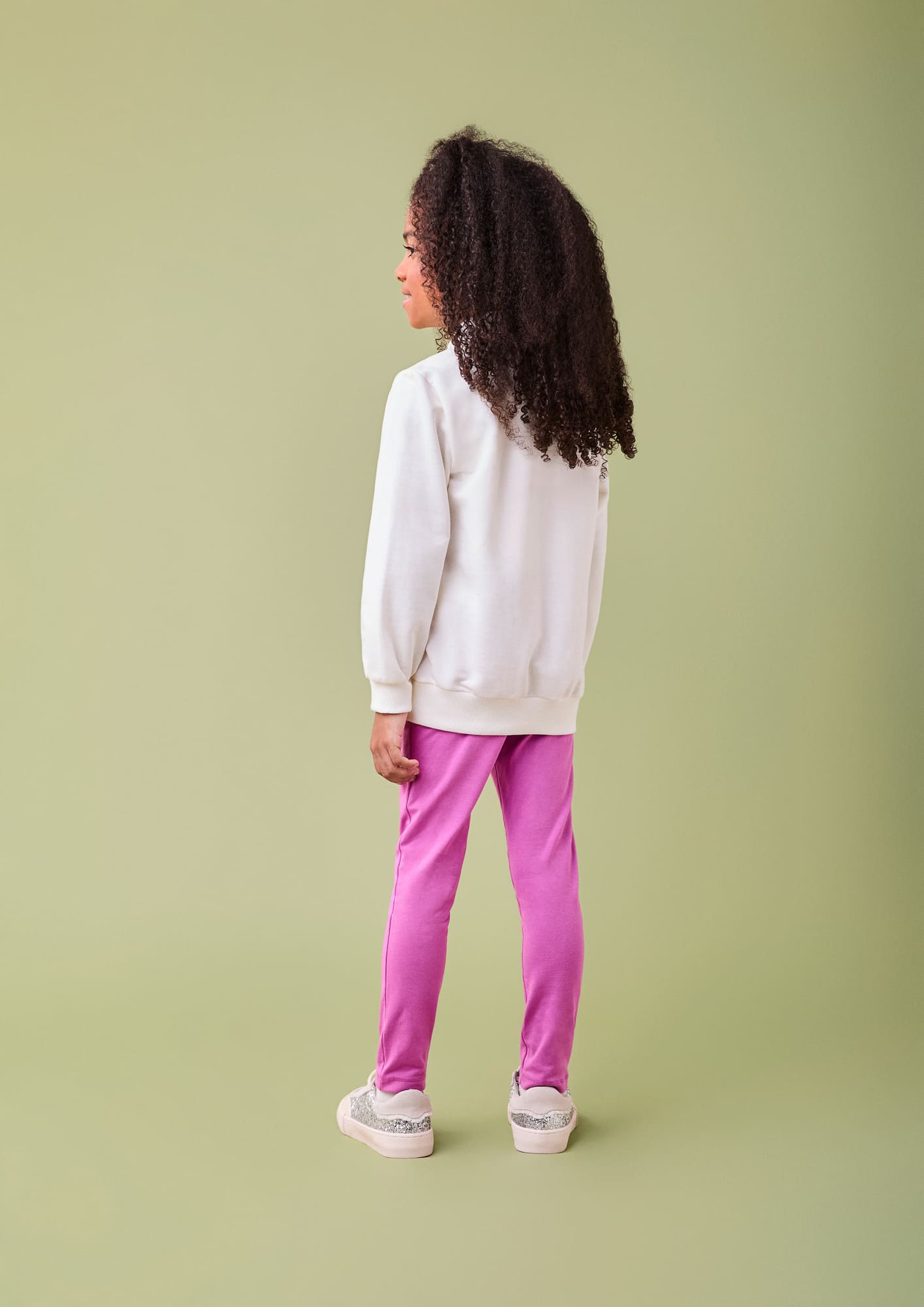 Conjunto Infantil Momi Inverno com Calça Roxa e Moletom sem Flanela Branco Stitch Disney