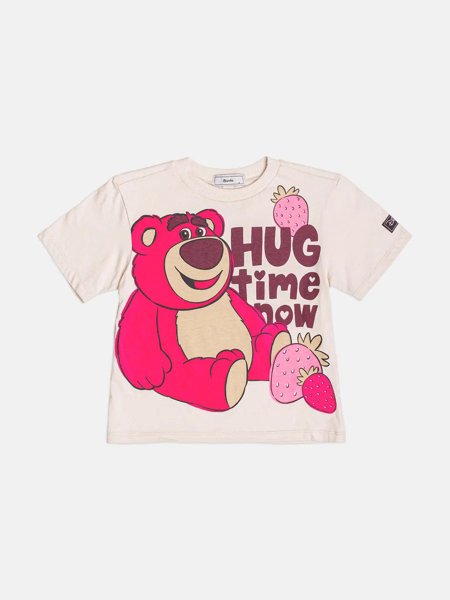 Blusa Infantil Bimbi Inveno Manga Curta Bege Lotso