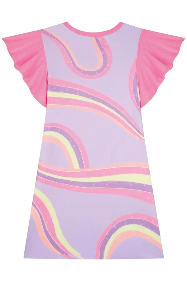 Vestido Infantil Kukiê Verão Lilás Flamingo Arco-íris