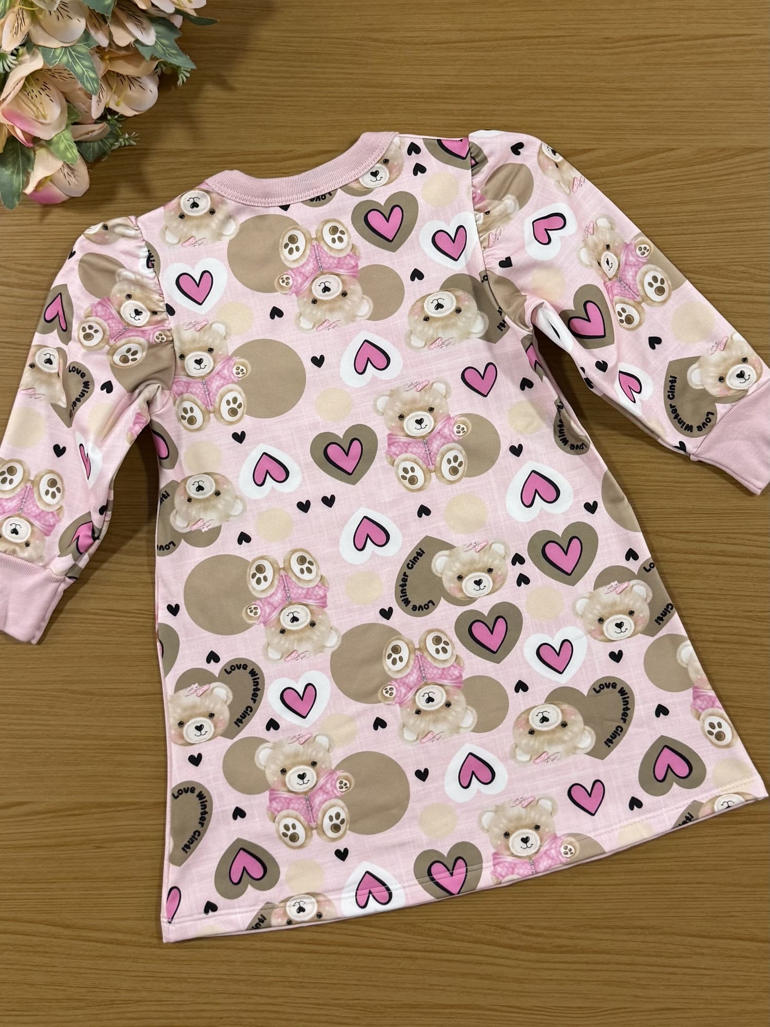 Vestido Infantil Cinti Inverno Rosa Ursinhos