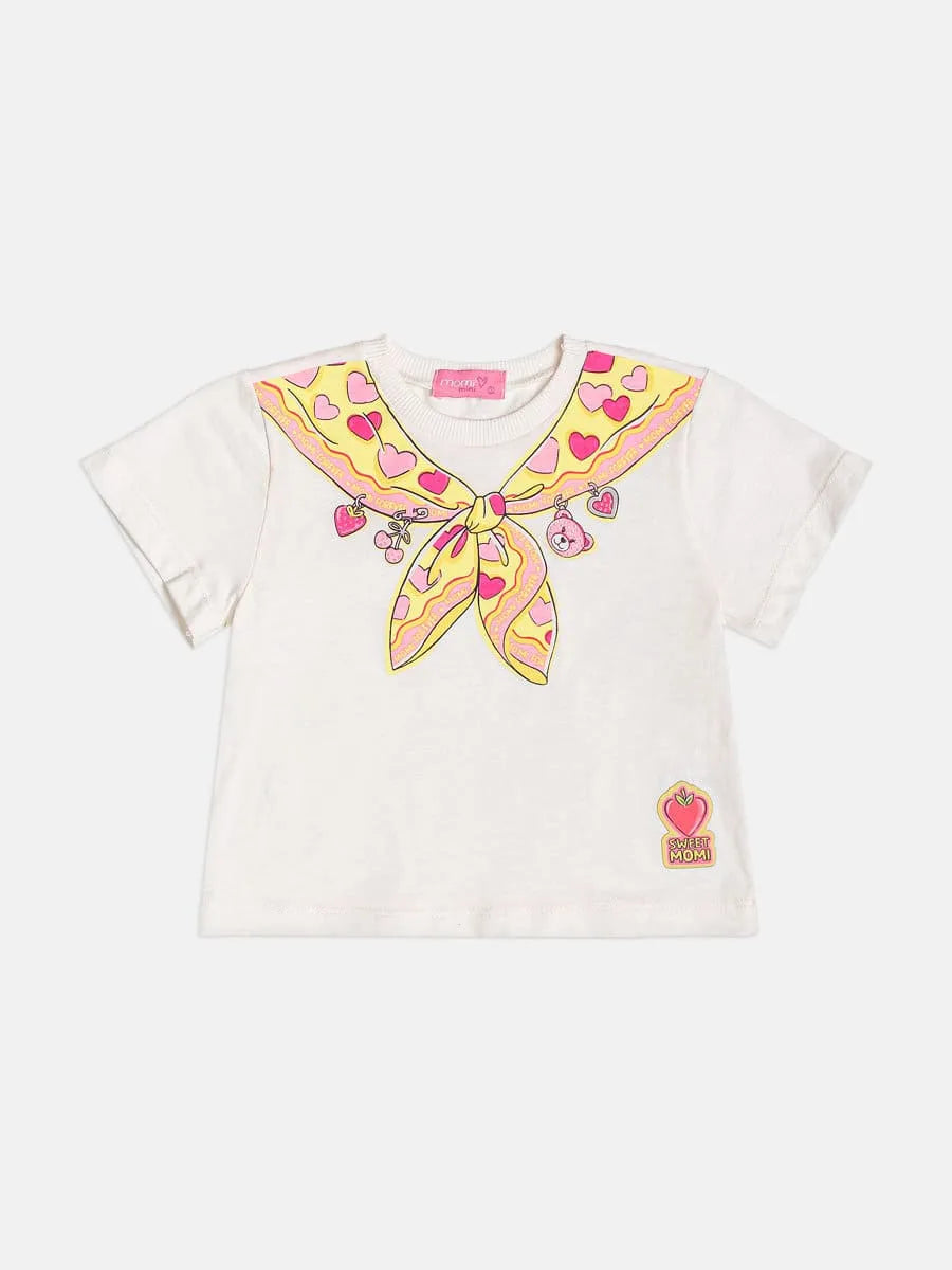Blusa Infantil Menina Momi Branca Lacinho