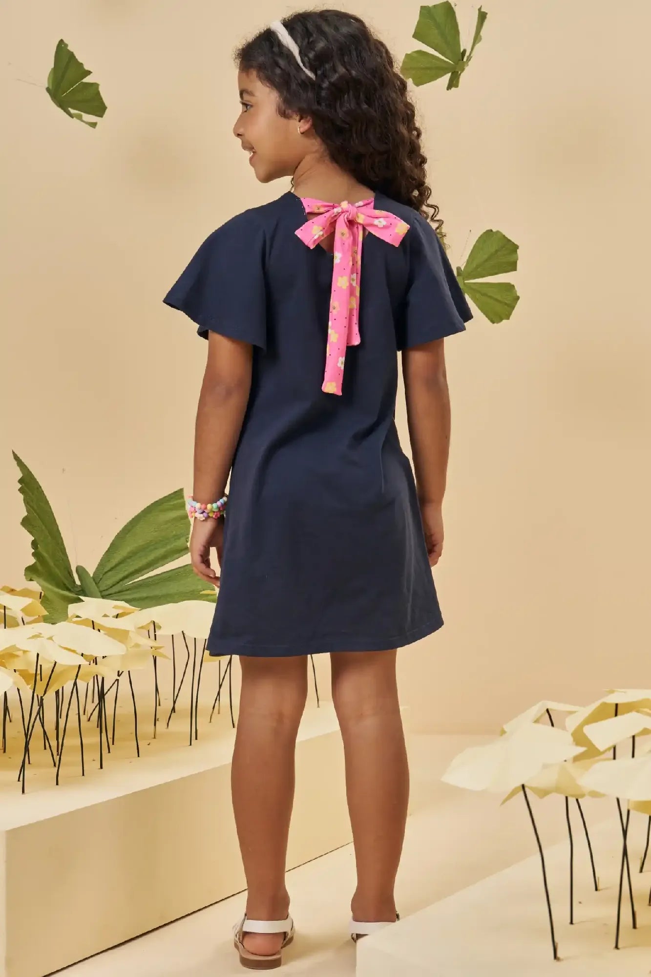 Vestido Infantil Kukiê Verão Azul Marinho Girafinha