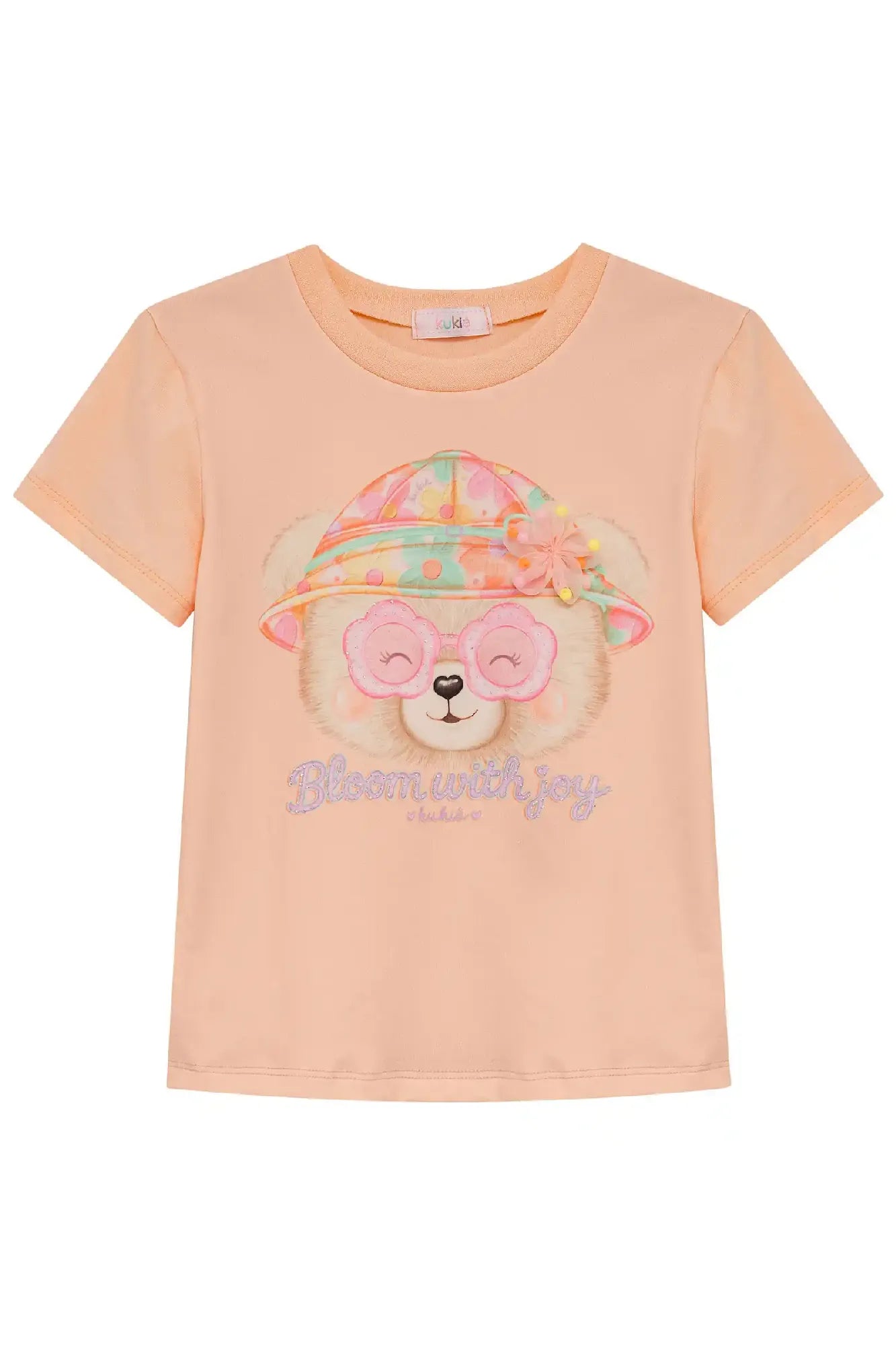 Blusa Infantil Menina Kukiê Salmão Ursinha Bloom