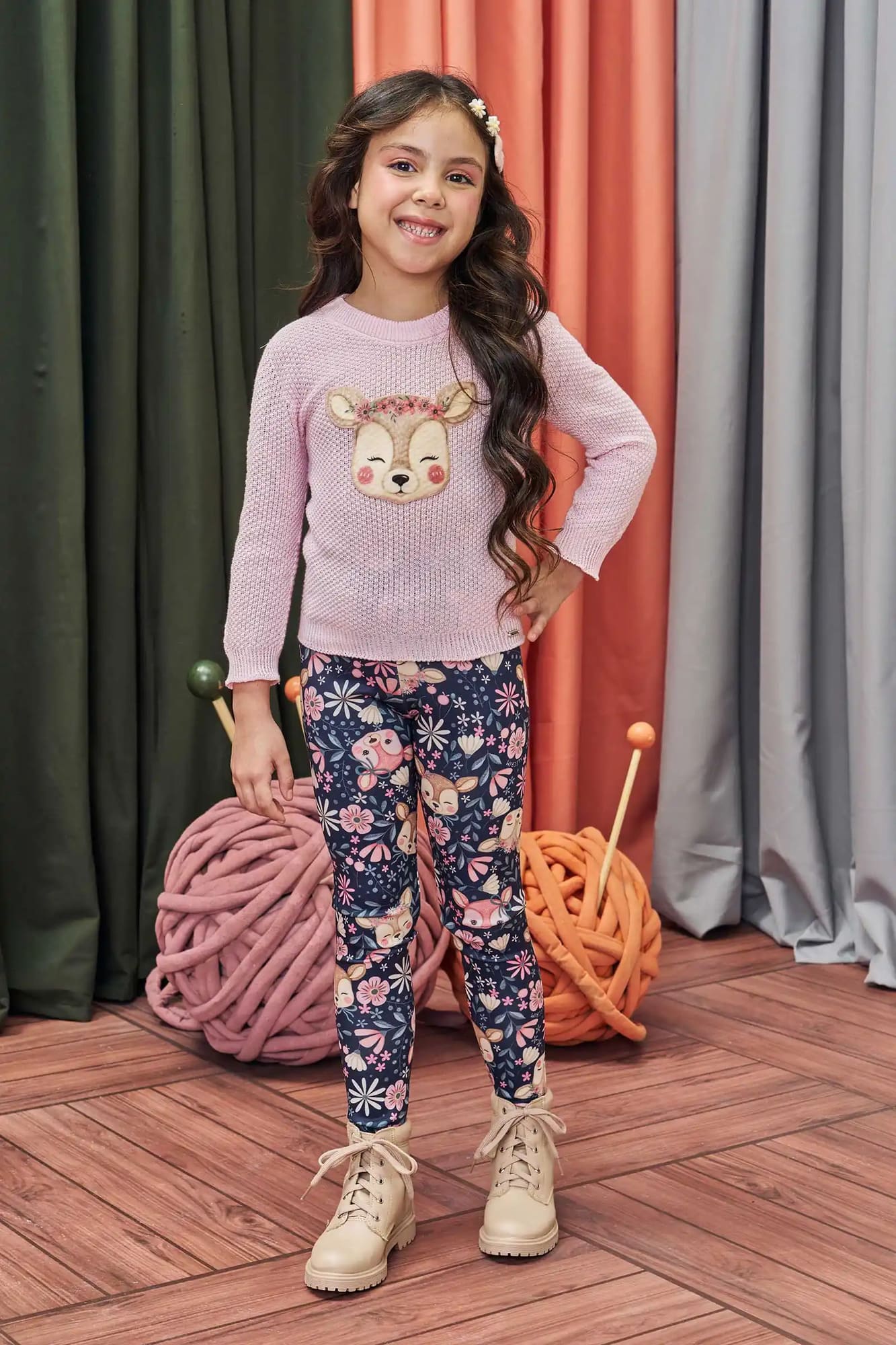 Casaco Infantil Kukiê Inverno Rosa Claro Cervo