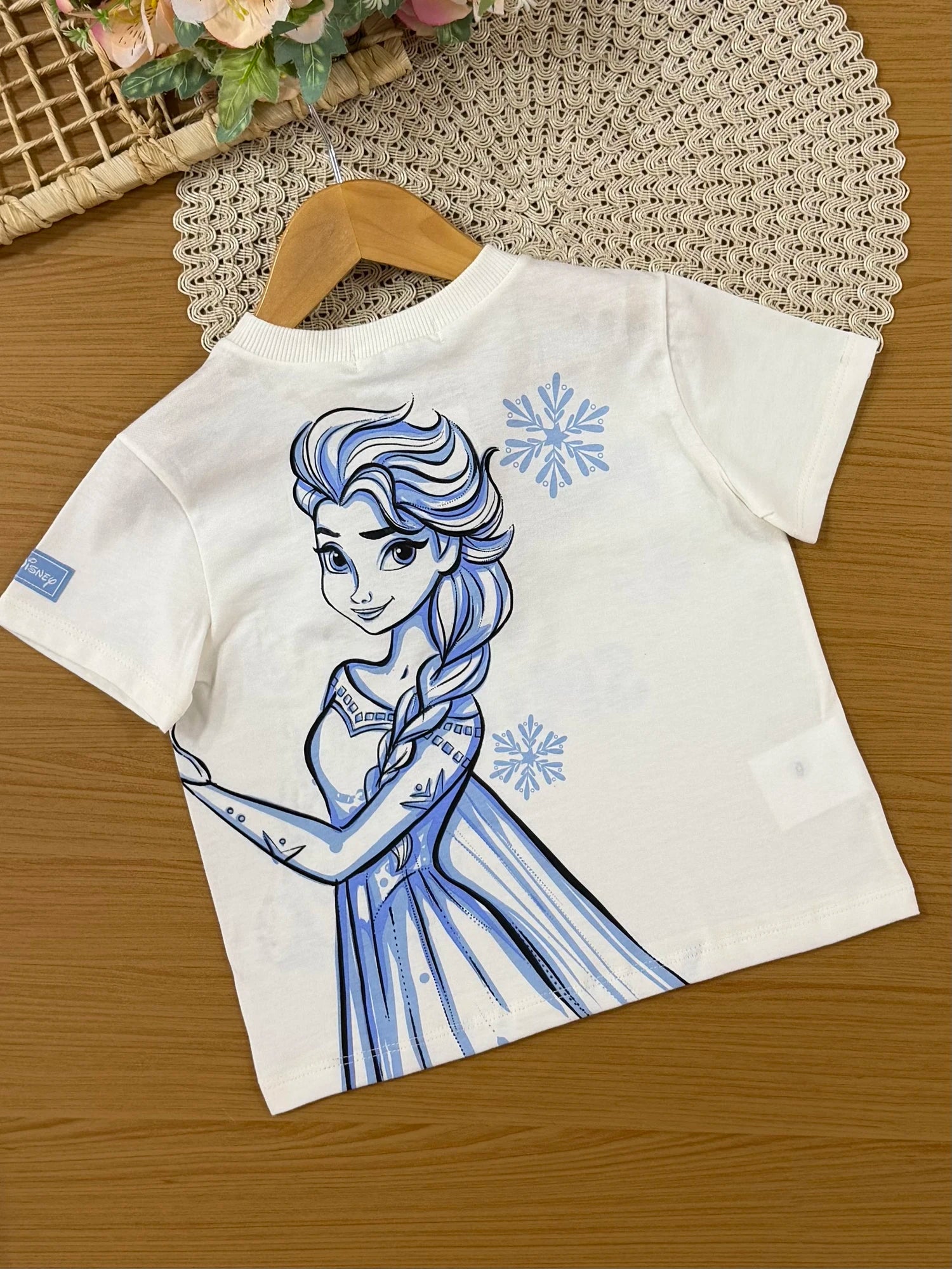 Conjunto Infantil Bimbi Inverno com Saia em Tule Azul e Blusa Manga Curta Olaf Disney
