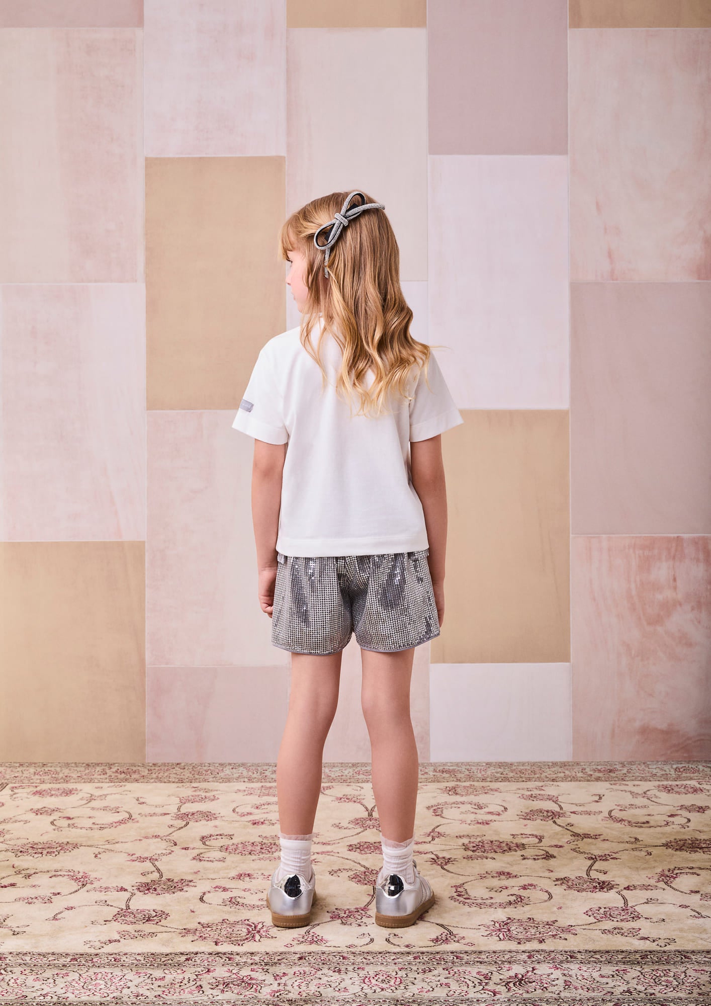 Shorts Infantil Animê Inverno Cinza Paetê
