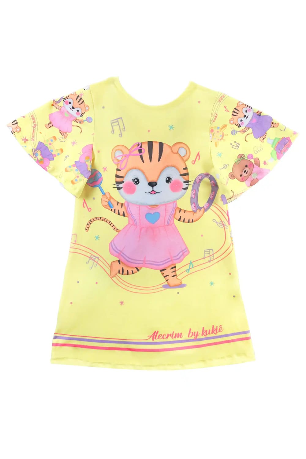 Vestido Infantil Kukie Alecrim Verão Amarelo Musical