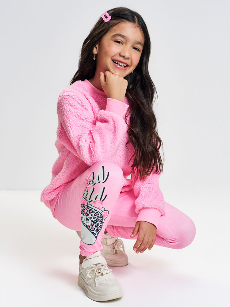 Calça Legging Infantil Térmica Cinti Inverno Rosa Oncinha