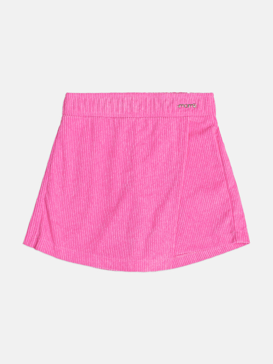 Conjunto Infantil Momi Inverno, Shorts Saia Rosa e Blusa Manga Curta Ursinha com Strass