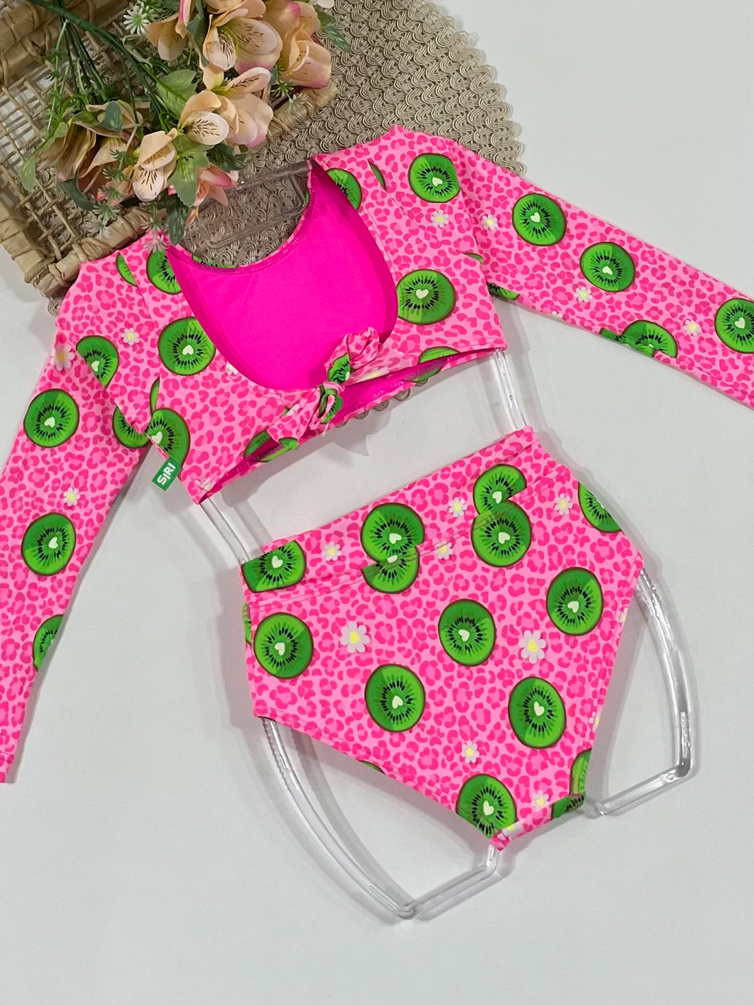 Biquíni Infantil Siri Kids Cropped Manga Longa Rosa Thais Kiwi 43106