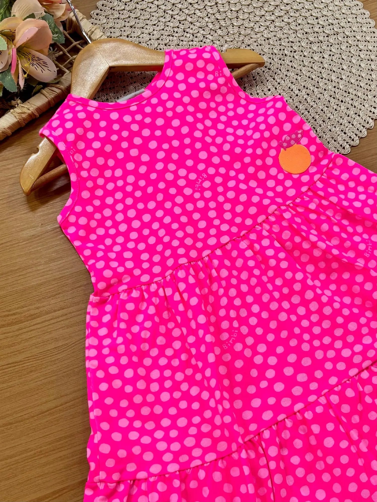 Vestido Infantil Bimbi Rosa Poá