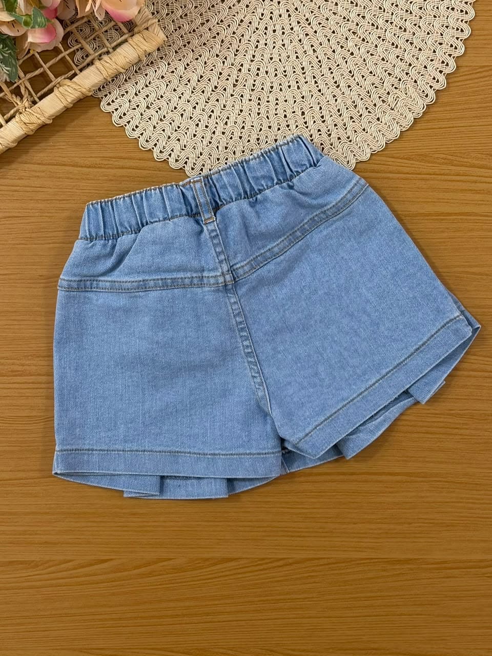 Shorts Saia Menina Momi Azul Sarja
